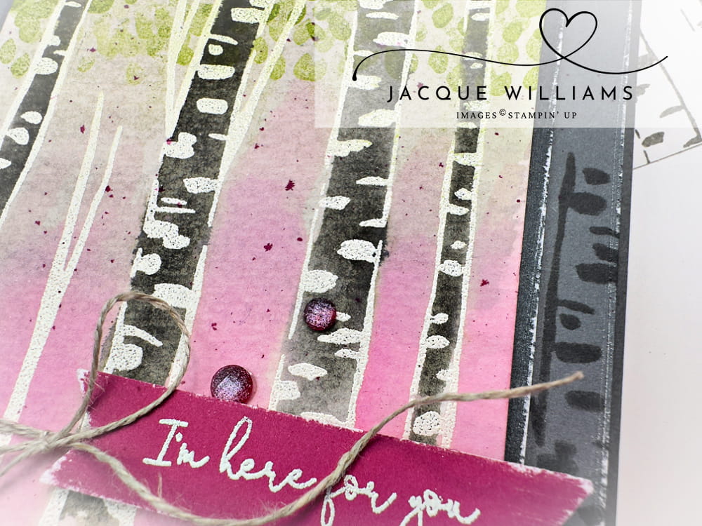 Simple emboss resist technique demonstration with the Aspen Grove stamp by Stampin' Up!.  with Jacque Williams - NZ