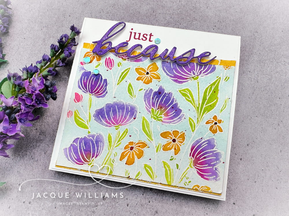 Flowers Fair stamped image by Stampin' Up! with emboss resist technique and watercoloring.   with Jacque Williams - StampHappy in NZ