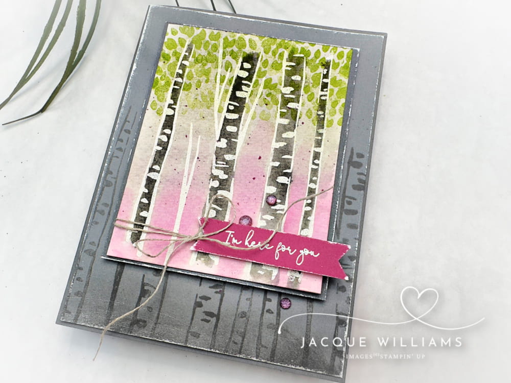 Simple emboss resist technique demonstration with the Aspen Grove stamp by Stampin' Up!.  with Jacque Williams - NZ