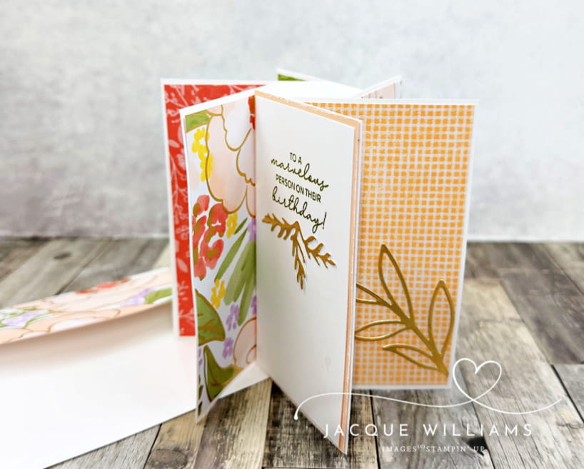 Pinwheel Tower card with the Stampin' Up! Lovely & Beautiful papers.  Free PDF Download! with Jacque Williams - New Zealand