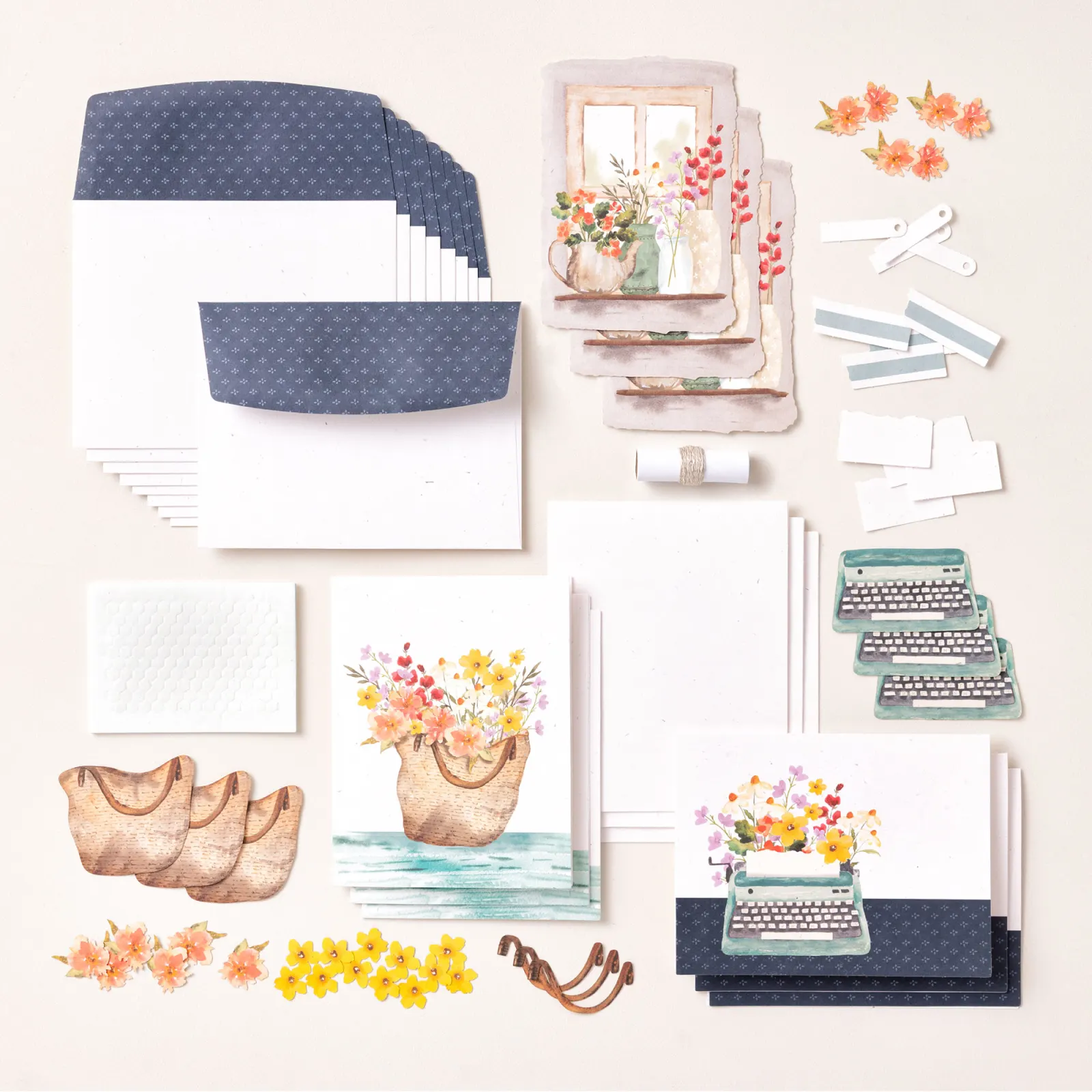 Paper Pumpkin kit contents including envelopes, cards and embellishments