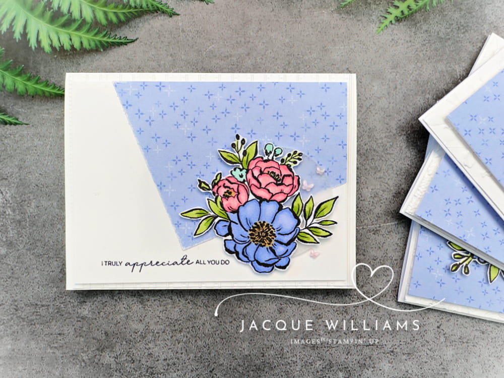Use your 6x6 papers for these card fronts with no waste! One Sheet Wonder with one measurement and two cuts. with Jacque Williams in New Zealand, Stampin' Up! Independent Demonstrator