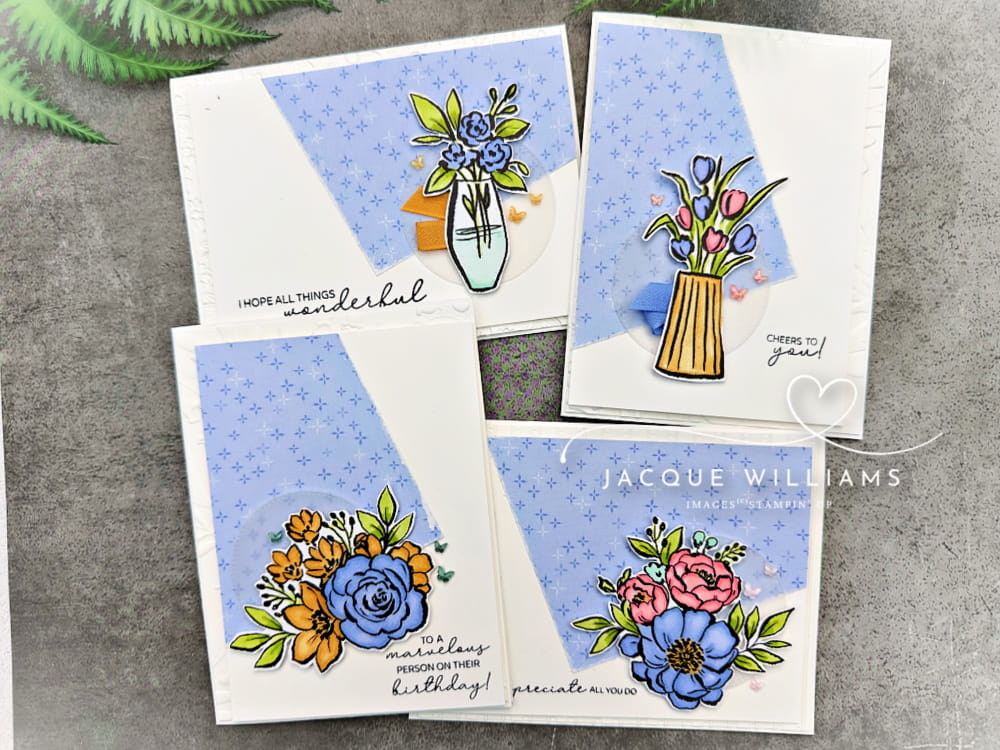Use your 6x6 papers for these card fronts with no waste! One Sheet Wonder with one measurement and two cuts. with Jacque Williams in New Zealand, Stampin' Up! Independent Demonstrator
