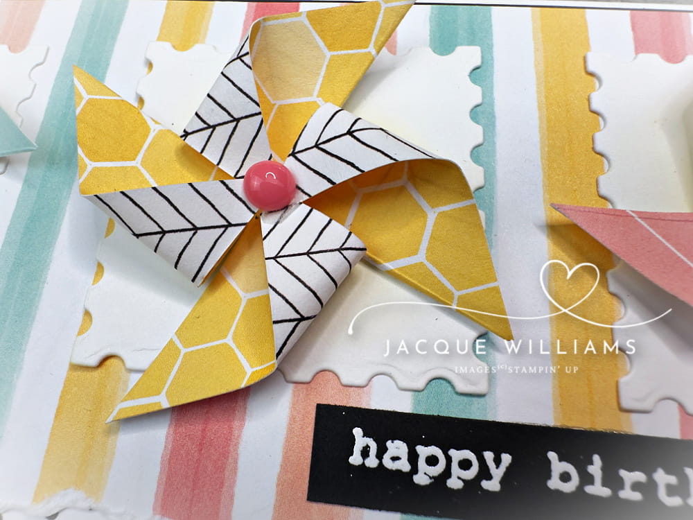 Make your own pinwheels with your scraps as an alternative to flowers!  Video demonstration using Stampin' Up! Products with Jacque Williams in New Zealand
