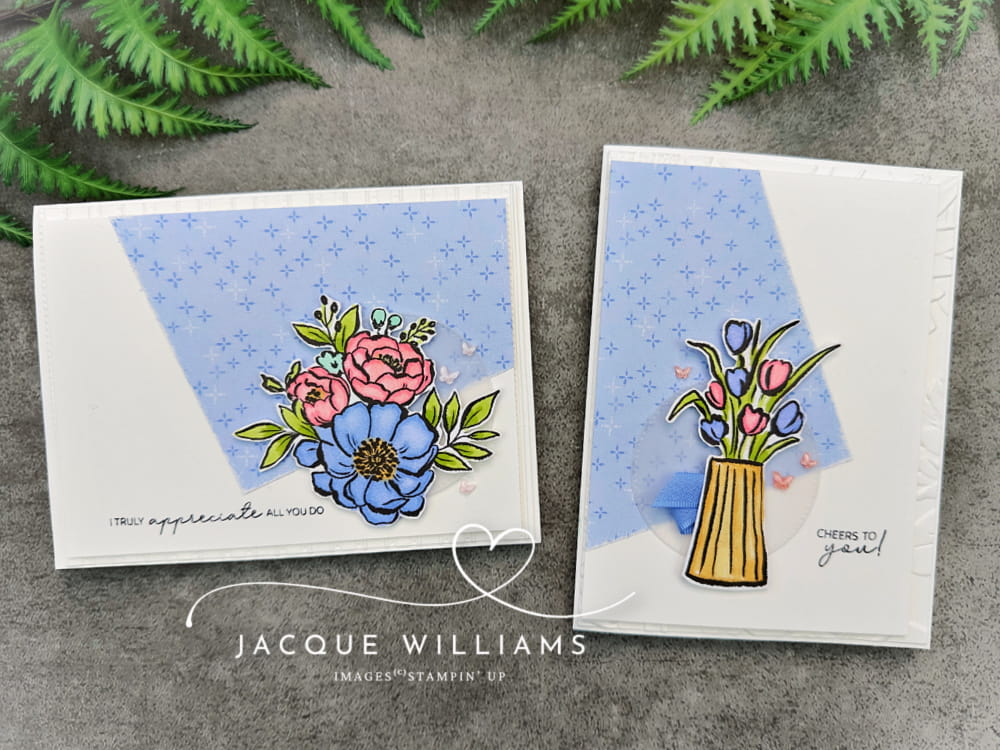 Use your 6x6 papers for these card fronts with no waste! One Sheet Wonder with one measurement and two cuts. with Jacque Williams in New Zealand, Stampin' Up! Independent Demonstrator