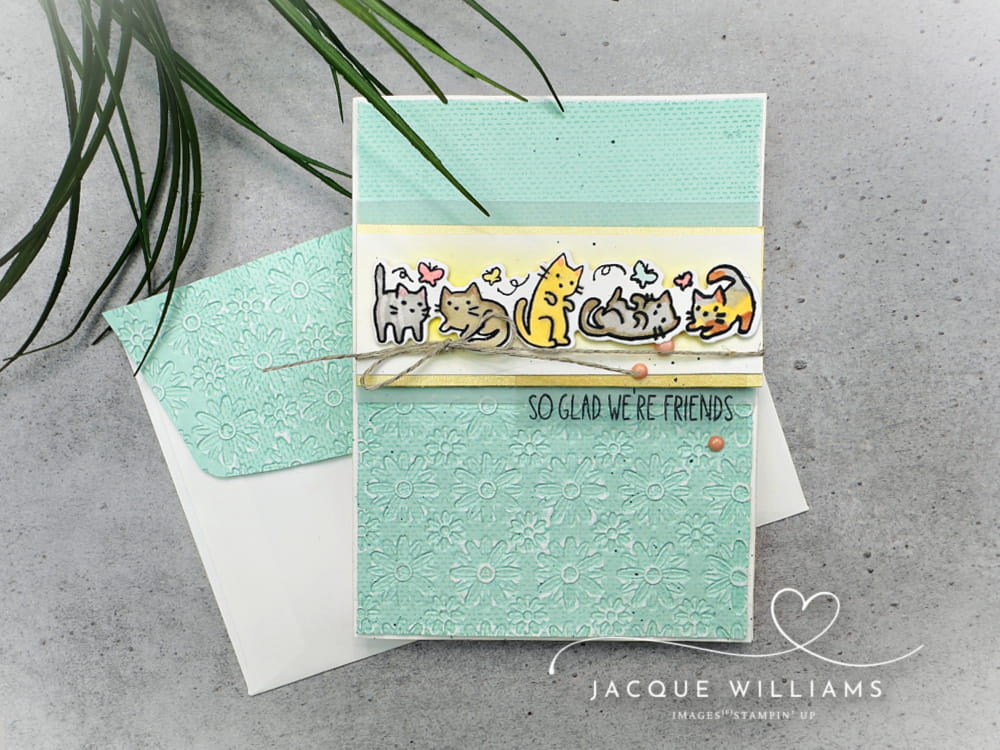 Craft an adorable cat or dog card for someone you love with the Cutest Crew stamp set by Stampin' Up!.  Join me for a class online! Jacque Williams - NZ