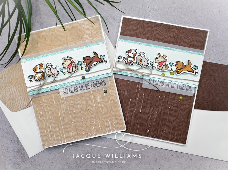 Craft an adorable cat or dog card for someone you love with the Cutest Crew stamp set by Stampin' Up!.  Join me for a class online! Jacque Williams - NZ