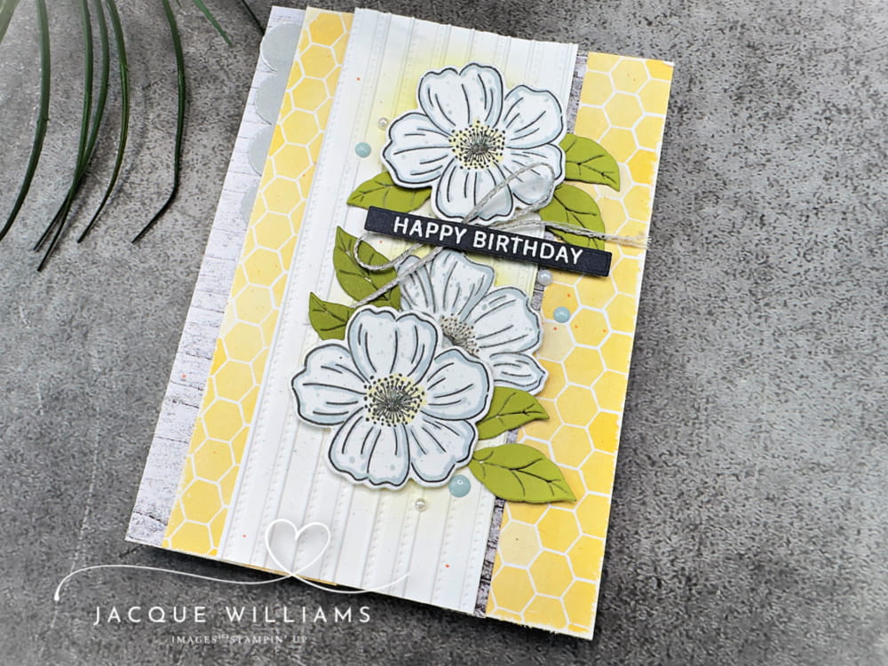 Recreate this fresh design with the Stampin' Fancy Friday sketch challenge. I've used the Lovely Arrangements stamps and dies by Stampin' Up!  with Jacque Williams StampHappy in New Zealand