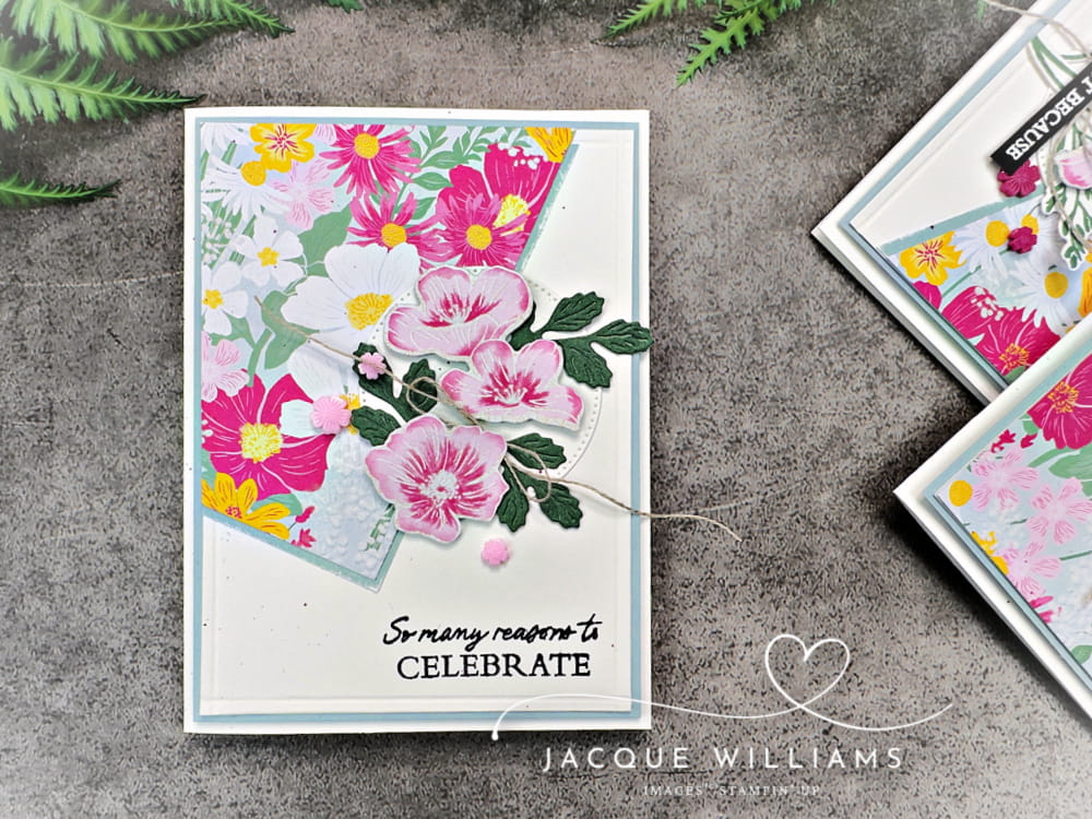 This easy 6x6 One Sheet Wonder card tutorial shows you how to use patterned paper with one measurement and two cuts for quick, beginner-friendly cardmaking.  Using Stampin' Up! Velvet Meadow with Jacque Williams - SU Demonstrator in New Zealand