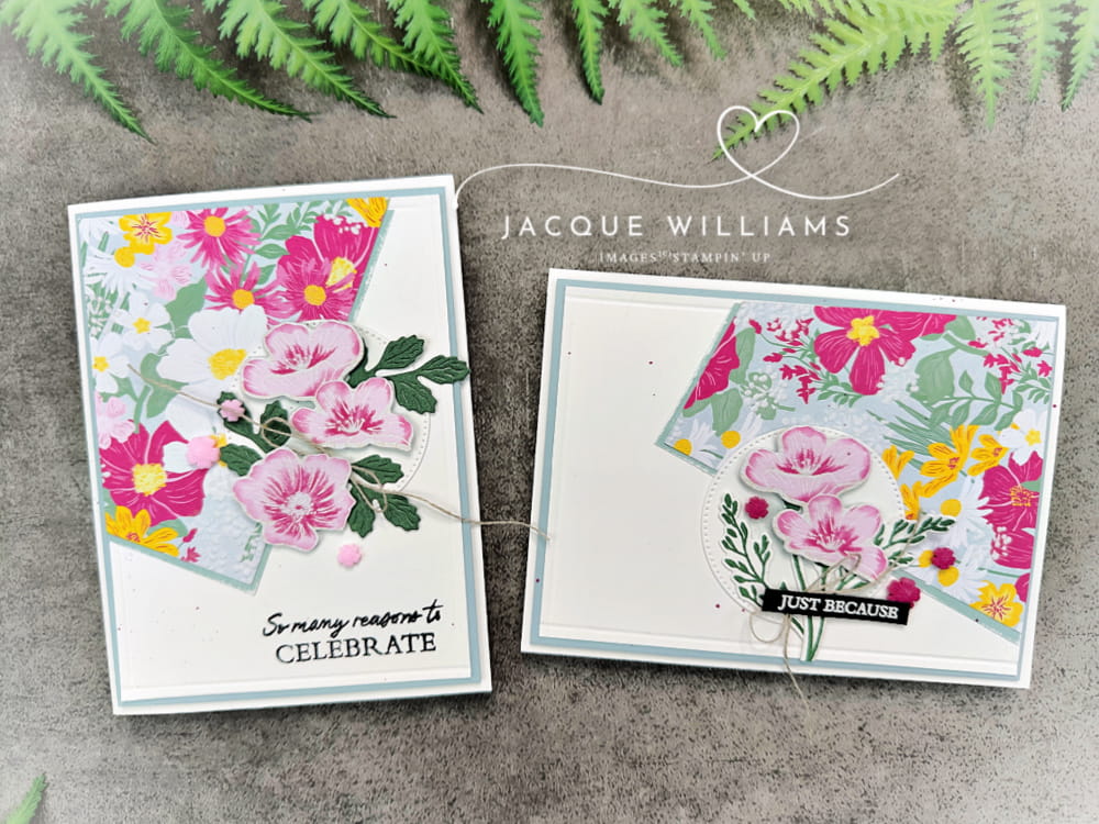 This easy 6x6 One Sheet Wonder card tutorial shows you how to use patterned paper with one measurement and two cuts for quick, beginner-friendly cardmaking.  Using Stampin' Up! Velvet Meadow with Jacque Williams - SU Demonstrator in New Zealand