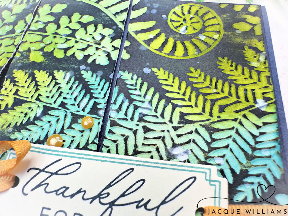 Fern & Flora Embossing folder for the striking Blackout Technique! Great way to maximise your embossing folders and other Stampin' Up! products. with Jacque Williams - classes online and in New Zealand