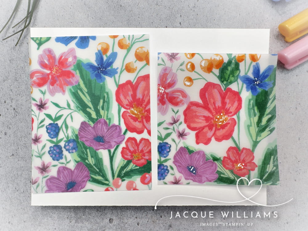 Enhance printed vellum to make it unique and really shine!  Featuring the Stampin' Up! Berry Botanical vellum with Jacque Williams in New Zealand.  Classes in Auckland, Tauranga, Hamilton, Whangarei, and Nelson