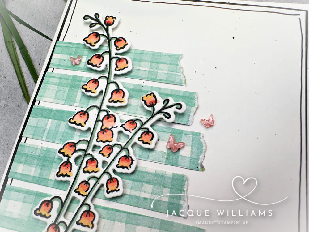 Clean and Simple with the Valley in Bloom lily image and papers by Stampin' Up!. Great way to use your skinny scraps, too.  with Jacque Williams in New Zealand