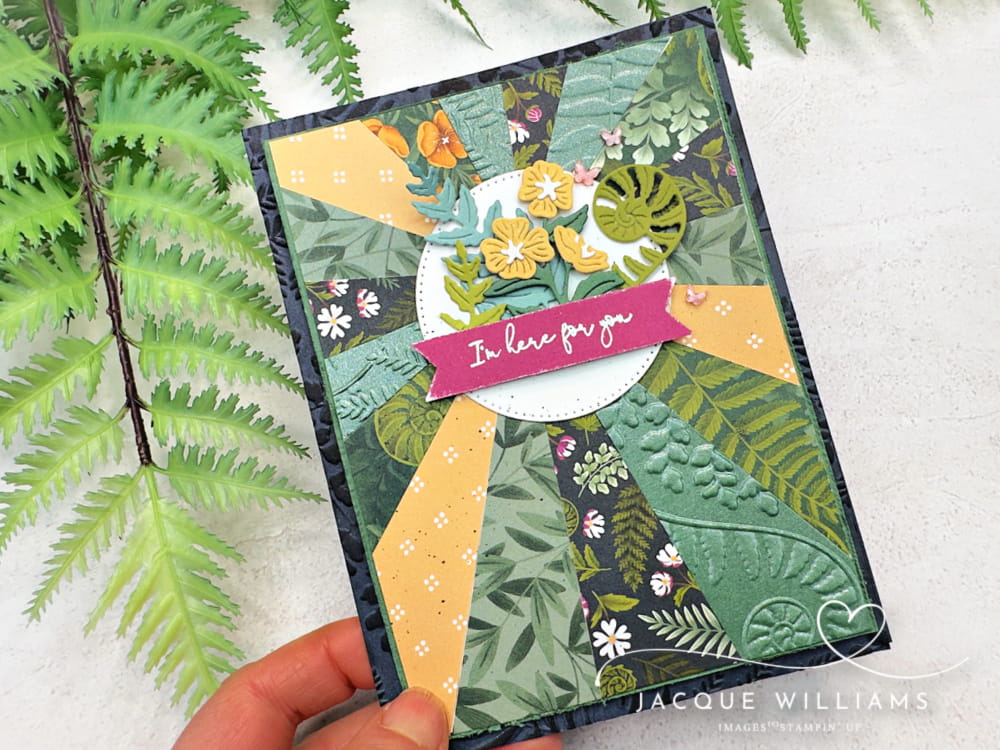 How to Make a Sunburst Background Card with the Moonlit Flora Suite