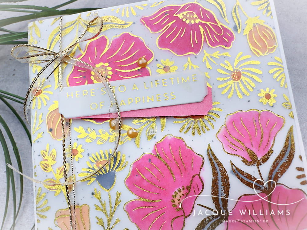 Beautiful project with the Garden Silhouette Hot Foil System on vellum. New! with Jacque Williams: classes online and in New Zealand