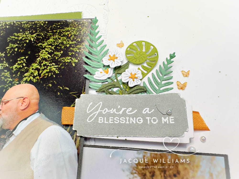 Moonlit Flora Kiwiana Fern and Koru layout for New Zealand with Jacque Williams. Scrapbooking classes in Auckland, Tauranga, Hamilton, Nelson, and Whangarei.