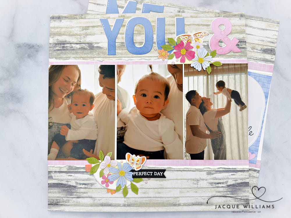 Hooray for Birthdays Paper Pumpkin kit alternative ideas!  12 x 12 double page layout.  Videos and downloadable PDF for your inspiration.  with Jacque Williams, Ind. Stampin' Up! Demonstrator in New Zealand