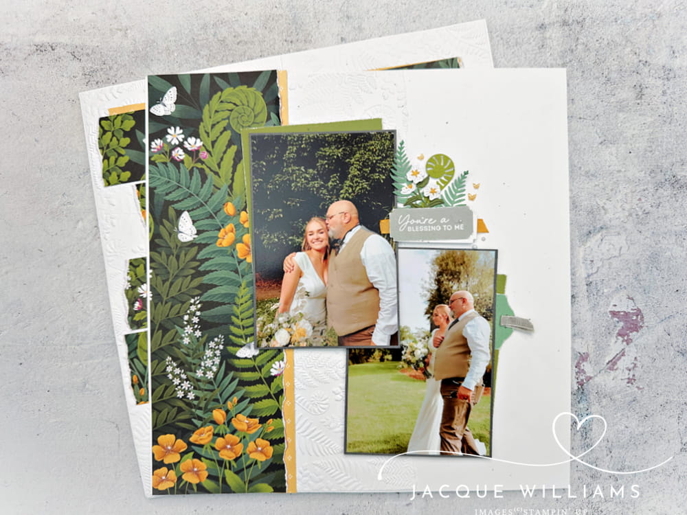 Moonlit Flora Kiwiana Fern and Koru layout for New Zealand with Jacque Williams. Scrapbooking classes in Auckland, Tauranga, Hamilton, Nelson, and Whangarei.