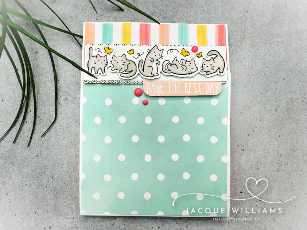 Create this easy fold back fun fold card with my free PDF download and demonstration video! with Cutest Crew by Stampin' Up!