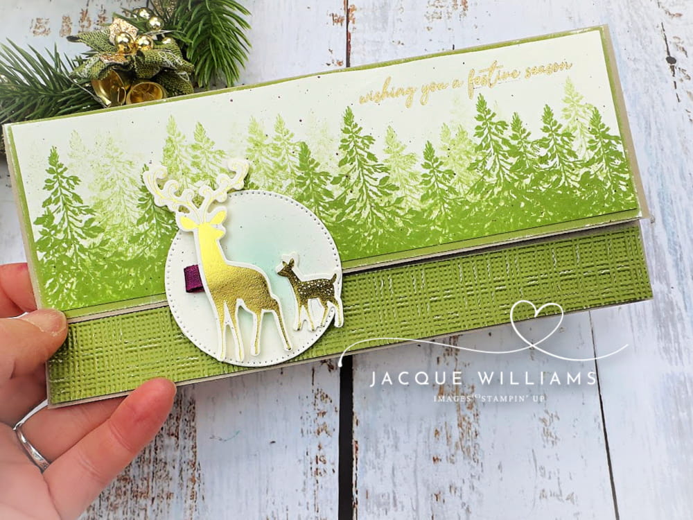 Create this easy fold back fun fold card with my free PDF download and demonstration video! with Graceful Deer by Stampin' Up!