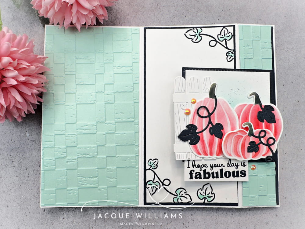 Create this easy fold back fun fold card with my free PDF download and demonstration video! with Painted Pumpkins by Stampin' Up!