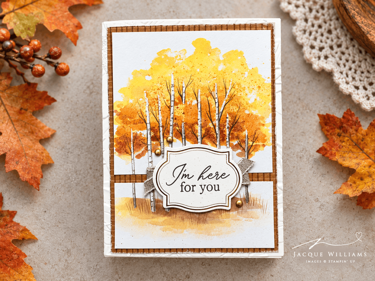 Aspens of Gratitude Autumn projects with Stampin' Up! Paper Pumpkin and Jacque Williams | StampHappy