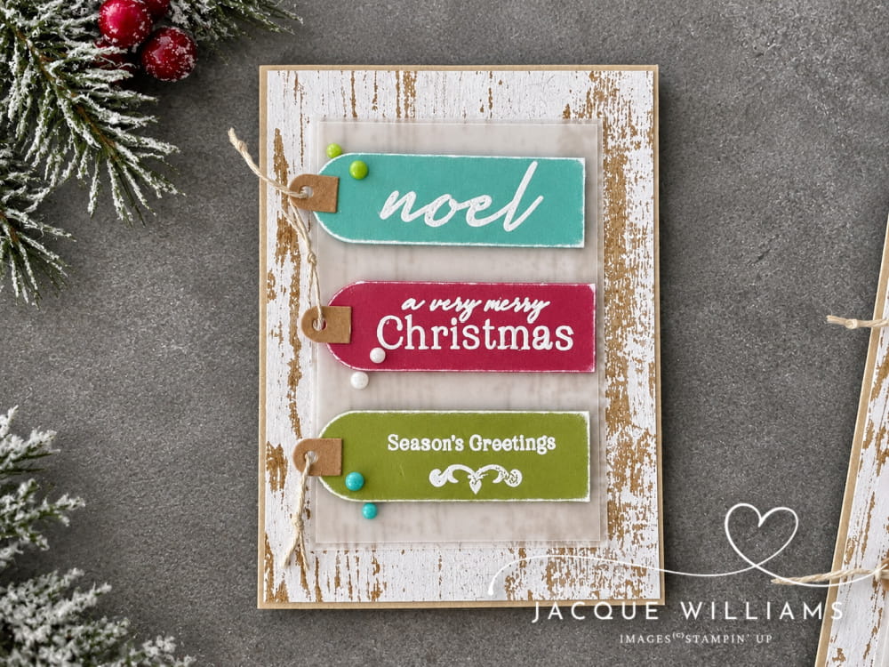 Try this fun Christmas card variations with the Noel Greetings Paper Pumpkin kit by Stampin' Up! Designs by Jacque Williams | StampHappy